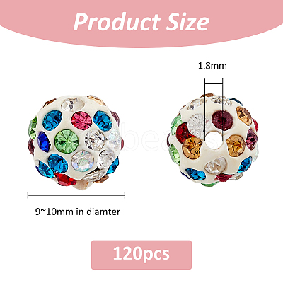 120Pcs Rhinsestone Clay Pave Beads CLAY-FH0001-27B-1
