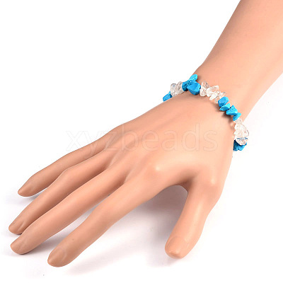 Chips Gemstone Beaded Stretch Bracelets X-BJEW-JB01825-04-1