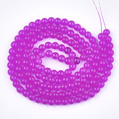 Baking Paint Imitation Jade Glass Round Bead Strands DGLA-Q021-6mm-04-1