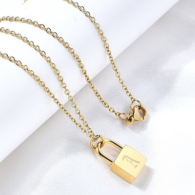 304 Stainless Steel Rolo Chain Pendant Necklaces NJEW-S444-01G-01-1