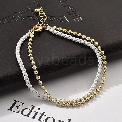 Brass Beaded Double Strand Bracelets BJEW-U027-02G-1