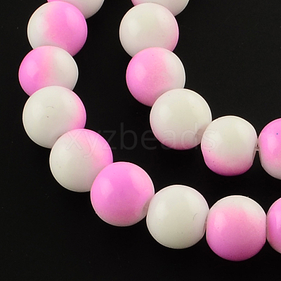 Two-Color Baking Paint Glass Bead Strands DGLA-R050-6mm-19-1