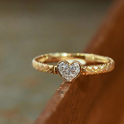 Heart 925 Sterling Silver Micro Pave Clear Cubic Zirconia Finger Rings FS-WGC3F33-05-1