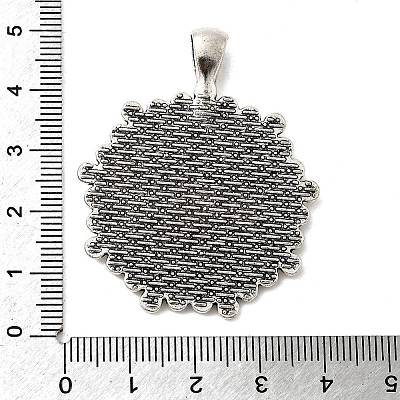 Tibetan Style Flower Alloy Round Pendant Cabochon Settings TIBEP-Q055-09AS-RS-1