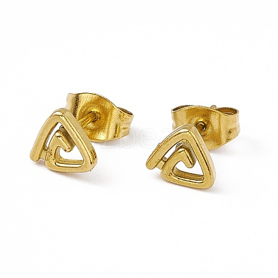 PVD Vacuum Plating 304 Stainless Steel Triangle Stud Earrings for Women EJEW-P212-03G-1