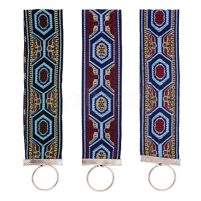 3Pcs Vintage Polyester Ribbon Keychain KEYC-TAC00048-1