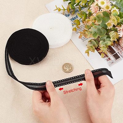 2 Rolls 2 Colors Polyester Hollow Elastic Ribbon SRIB-OC0001-04-1