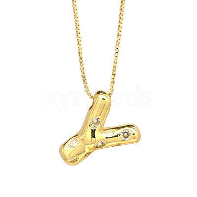 Brass Micro Pave Clear Cubic Zirconia Initial Pendant Necklaces FS-WGF17D9-01-1