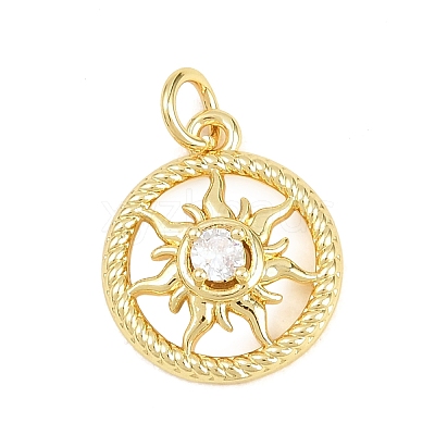 Brass Micro Pave Clear Cubic Zirconia Pendants KK-D258-08G-03-1