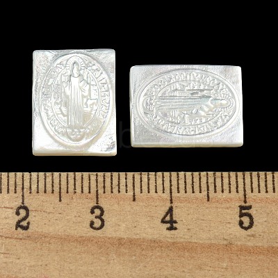 Carved Natural White Shell Cabochons SSHEL-N038-07-01-1