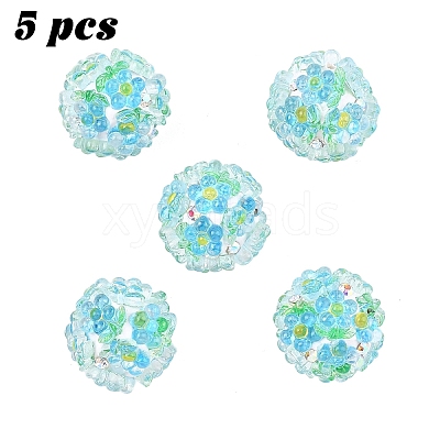 5Pcs Handmade Polymer Clay Rhinestone Beads with Resin RESI-YW0005-95B-1