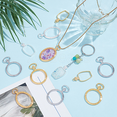 24Pcs 6 Styles Alloy Open Back Bezel Pendants FIND-SP0006-06-1