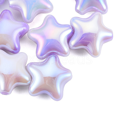 UV Plating Rainbow Iridescent Acrylic Beads PACR-T016-02A-1