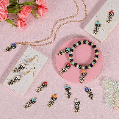 25Pcs 5 Colors Alloy Enamel Pendants ENAM-SZ0004-02-1
