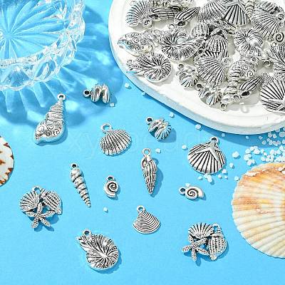 50Pcs 10 Style Tibetan Style Alloy Pendants TIBEP-CJ0003-46-1
