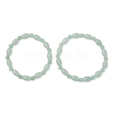 2Pcs 2 Styles  Natural Green Aventurine Beaded Stretch Bracelets for Couple BJEW-JB13416-02-1