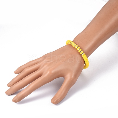 Handmade Polymer Clay Heishi Beads Stretch Bracelets BJEW-JB05303-02-1