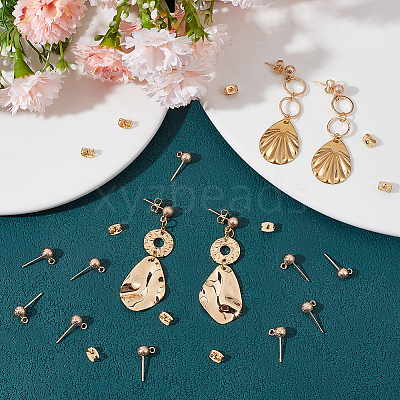 20Pcs Brass Ball Stud Earring Findings KK-BBC0007-13-1