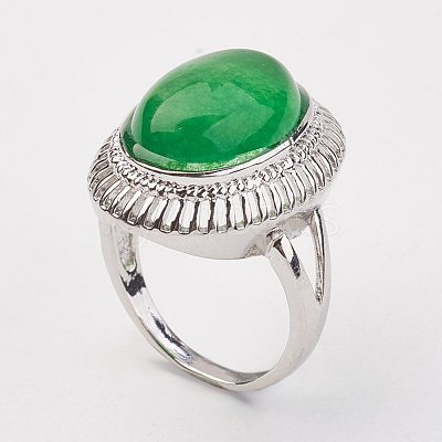 Dyed Natural Malaysia Jade Finger Rings X-RJEW-P122-17-1