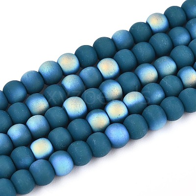 Frosted Opaque Glass Beads Strands GLAA-T032-P4mm-MBB14-1