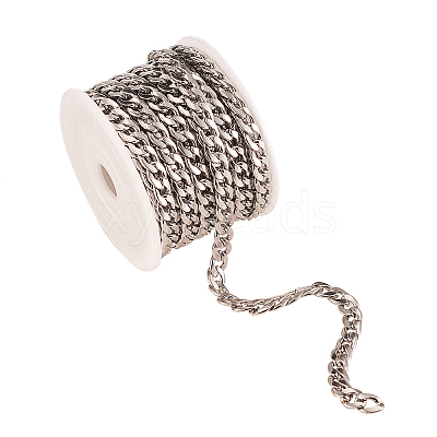 304 Stainless Steel Cuban Link Chains CHS-CJ0001-28P-1