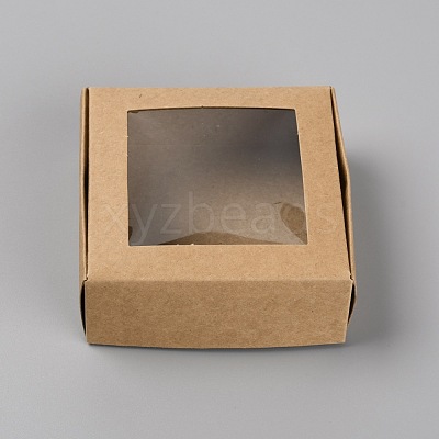 Square Foldable Kraft Paper Boxes CON-WH0083-15-1