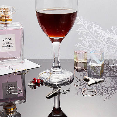 Brass Wine Glass Charm Rings KK-PH0035-83-1