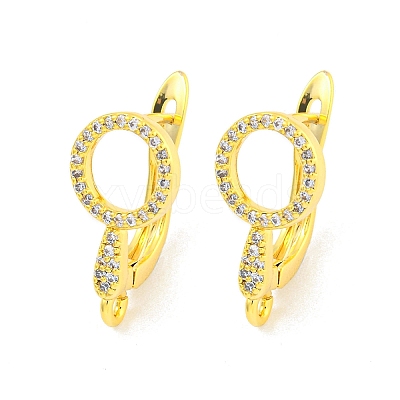 Brass Micro Pave Cubic Zirconia Hoop Earrings Finding KK-K382-02G-1
