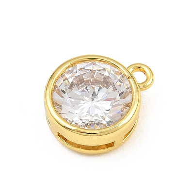 Brass Pave Clear Cubic Zirconia Charms CU-CBAD306-24B-G-1