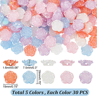 150Pcs 5 Colors Plastic Beads KY-PH0001-67-1