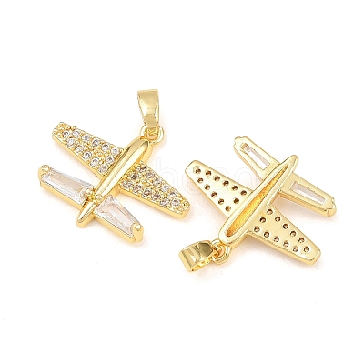 Brass Micro Pave Clear Cubic Zirconia Pendants KK-G549-18D-G-1