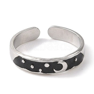 304 Stainless Steel Enamel Open Cuff Rings for Women RJEW-F166-16P-02-1
