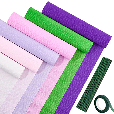 6 Rolls 6 Colors Handmade Crepe Paper DIY-CP0012-89F-1