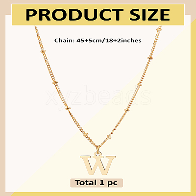 1Pc Brass Chain & 304 Stainless Steel Letter Pendant Necklaces NJEW-LP0001-35W-G-1