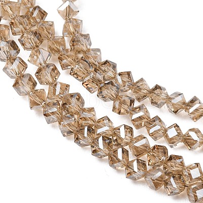 Electroplate Transparent Glass Beads Strands GL-CBA7A17-01A-10-1