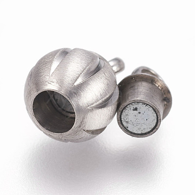304 Stainless Steel Magnetic Clasps with Loops STAS-O101-57MP-1