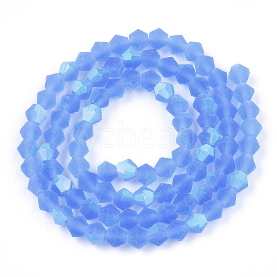 Imitate Austrian Crystal Bicone Frosted Glass Beads Strands GLAA-F029-TM2mm-A07-1