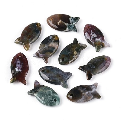 Natural Indian Agate Pendants G-N342-106E-1