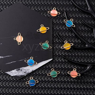 20Pcs 4 Colors Alloy Enamel Pendants ENAM-FS0001-07-1