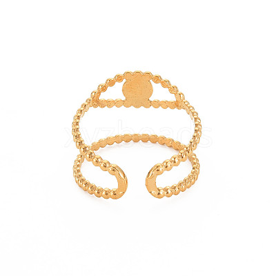 Ion Plating(IP) 304 Stainless Steel Open Pad Ring Cabochon Settings X-STAS-S119-157G-1