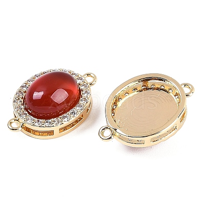 Natural Carnelian(Dyed & Heated) Oval Connector Charms KK-U043-50G-01-1