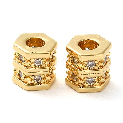 Rack Plating Brass Cubic Zirconia Beads KK-Z033-27G-1