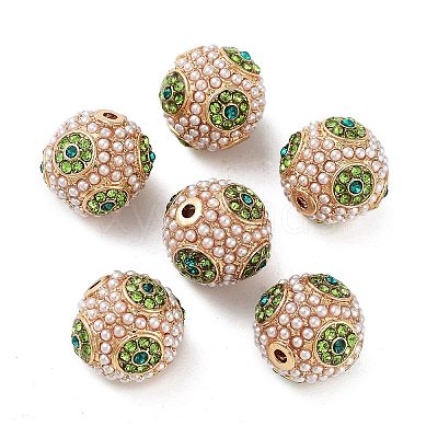 Golden Plated Alloy Rhinestone Beads FIND-E046-14G-03-1