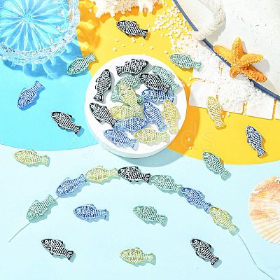 40Pcs 4 Colors Painted Transparent Glass Beads GLAA-CJ0003-02-1