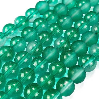 Frosted Transparent Glass Bead Strands GLAA-P065-8mm-14-1