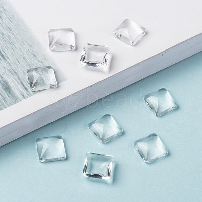 Transparent Clear Glass Square Cabochons X-GGLA-A001-10mm-1