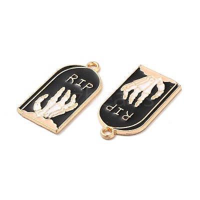 Light Gold Plated Alloy Enamel Pendants ENAM-L040-005KCG-1