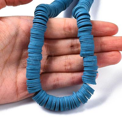 Flat Round Handmade Polymer Clay Beads CLAY-R067-12mm-44-1