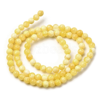 Natural Yellow Jade Beadd Strands X-G-A274-A01-4mm-1
