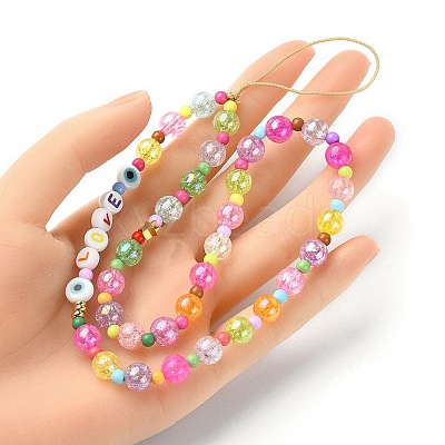 Word LOVE Acrylic Mobile Straps HJEW-YW0001-04-1